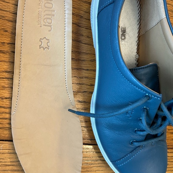 Hotter Dew Blue Leather Women's Lace Up Sneakers with Removable Sole Insert - Picture 10 of 11